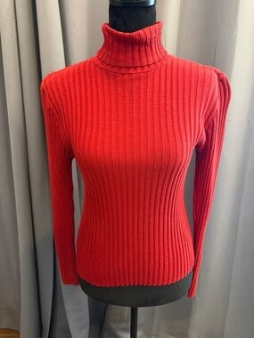 Coldwater Creek Ribbed Turtleneck Sweater - Red. Figure flattering!